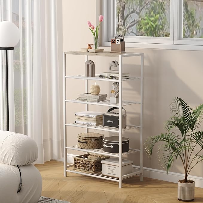 HOMEFORT Shoe Rack 6-Tier, Shoe Storage Shelf, Industrial Shoe Tower, Narrow - Image 5