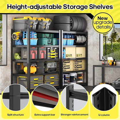 5 Tier Adjustable Metal Shelving Storage Rack, Storage Shelves, 59.8" Wx24 - Image 7