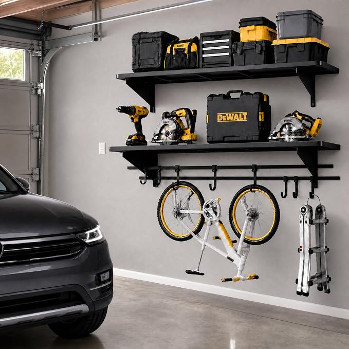 2-Pack 4ft x 16in Heavy Duty Metal Garage Wall Shelving, 700lbs Capacity Solid by 100RealSolidWood