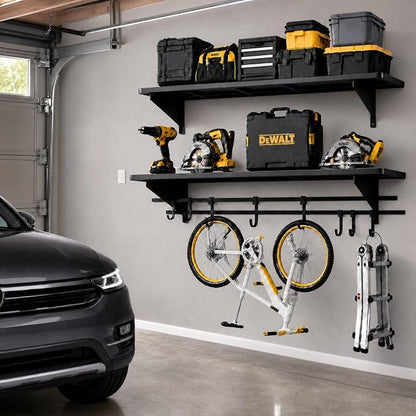 2-Pack 4ft x 16in Heavy Duty Metal Garage Wall Shelving, 700lbs Capacity Solid by 100RealSolidWood