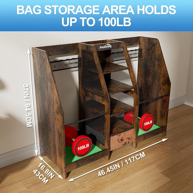 Golf Bag Storage Organizer for Garage, Premium Wooden 2 Golf Bags Rack - Image 5