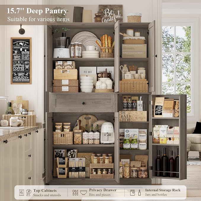 HOSTACK 68" H Kitchen Pantry Storage Cabinet - Image 6