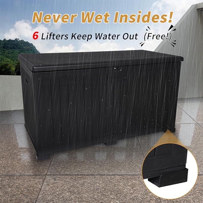 KUIKUI 288 Gallon Waterproof Deck Box, Outdoor Storage Box Waterproof Lockable - Image 2