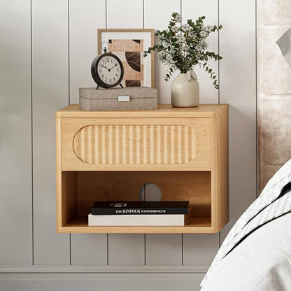 Floating Nightstands with Drawer Set of 2, Modern Wall Mounted Bedside Tables - Image 3