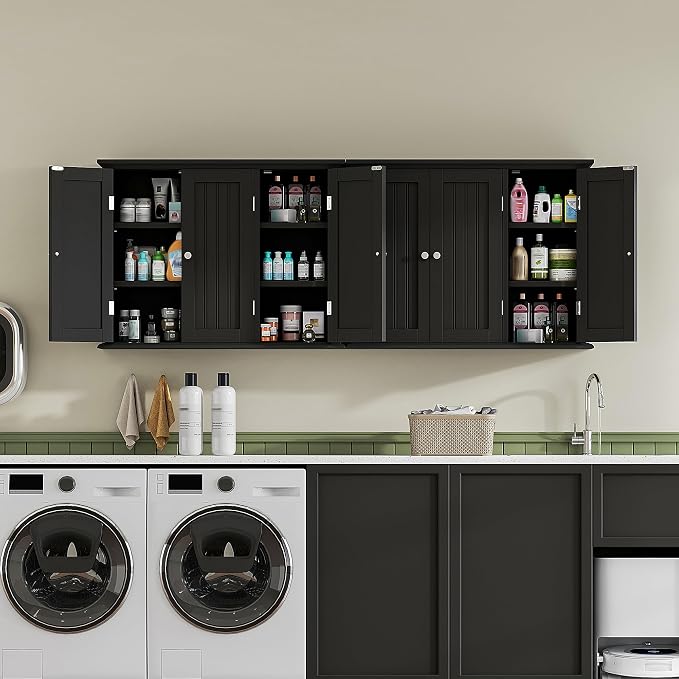 ChooChoo Laundry Cabinet with 3 Doors and Adjustable Shelves | 9.06"D x 31.1"W - Image 4