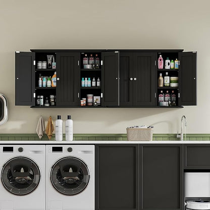 ChooChoo Laundry Cabinet with 3 Doors and Adjustable Shelves | 9.06"D x 31.1"W - Image 4