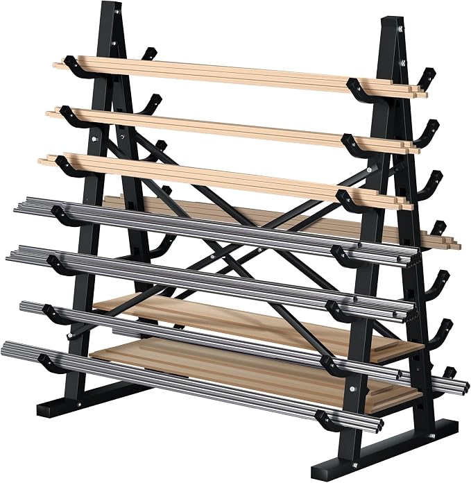 7-Tier Horizontal Storage Rack, Heavy-Duty Freestanding Steel Horizontal Bar by Aparecium