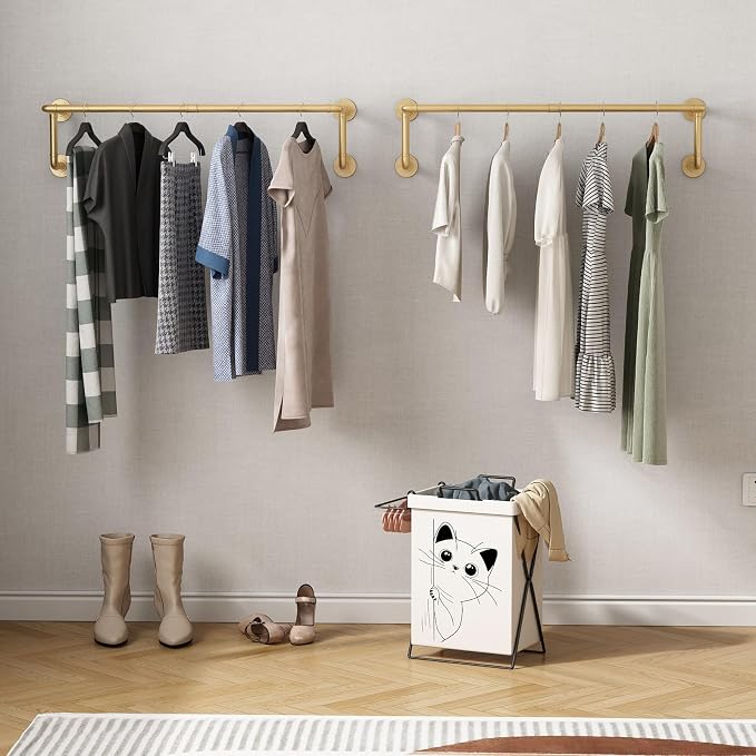 Industrial Pipe Clothing Racks 2 Pack, 36.2In Wall Mounted Clothes Rack - Image 8