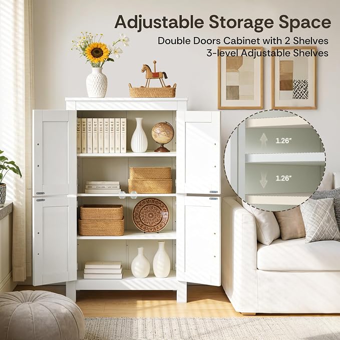 VUSIGN Bathroom Floor Cabinet, Farmhouse Storage Cabinet - Image 3