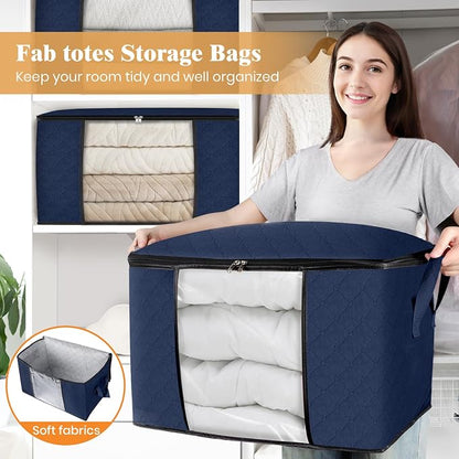 Fab totes 24 Gallons Clothes Storage, Foldable Thick Fabric Blanket Storage Bags - Image 5