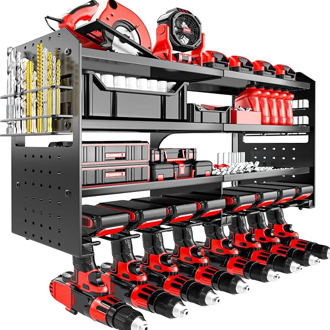 Power Tool Organizer Wall Mount, Metal 4 Layer Heavy Duty Metal Power Tool by VeyFolzinst