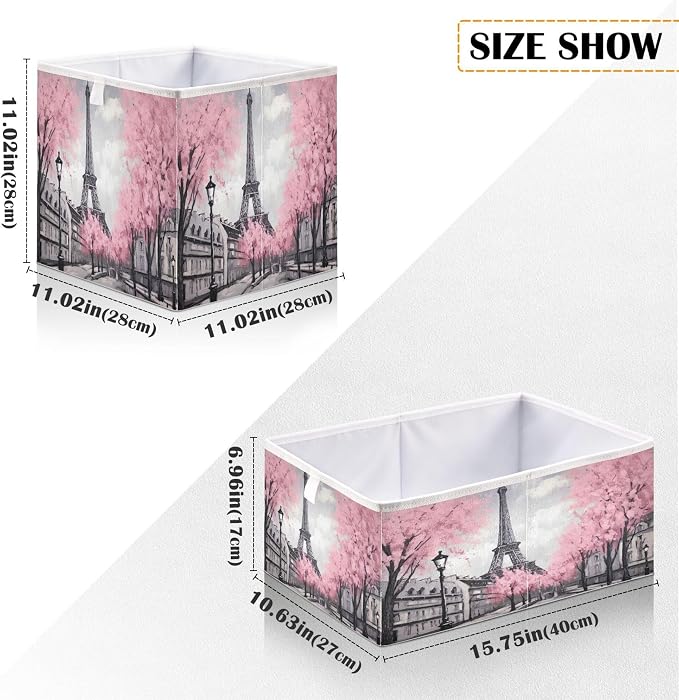 Paris Eiffel Tower Foldable Cube Storage Bin, Home Decor Organizer Storage - Image 3