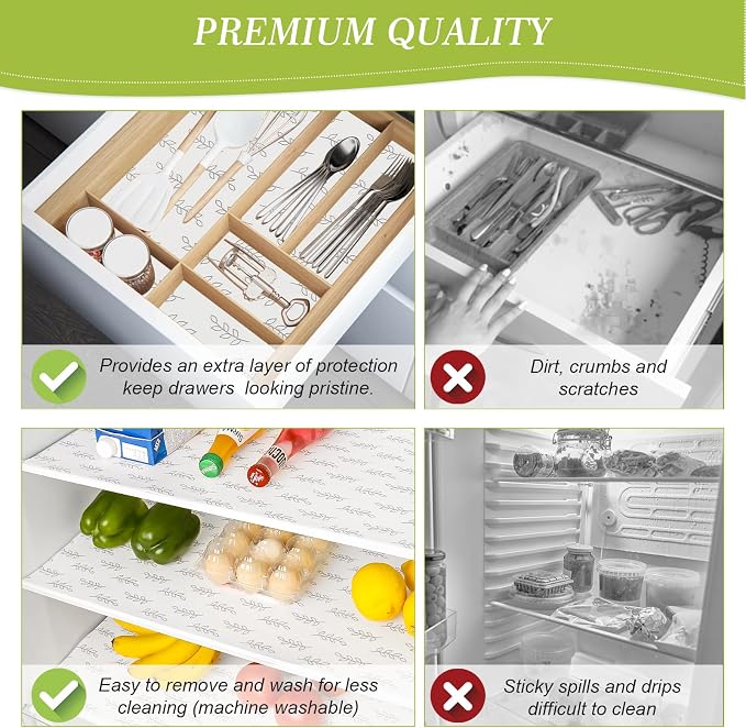 Cooyes Refrigerator Drawer Liners, Premium Absorbent Fridge bin Liners Non-Slip - Image 6
