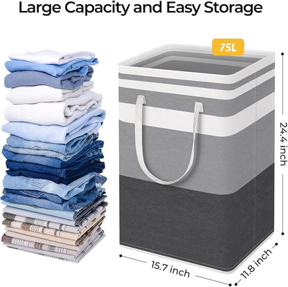 HomeHacks 2 Pack Large Laundry Baskets, Waterproof, Freestanding Laundry Hampers - Image 4