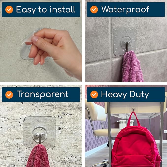 GLUIT Adhesive Wall Hooks for Hanging Heavy Duty 22 lbs Hooks for Walls No - Image 5