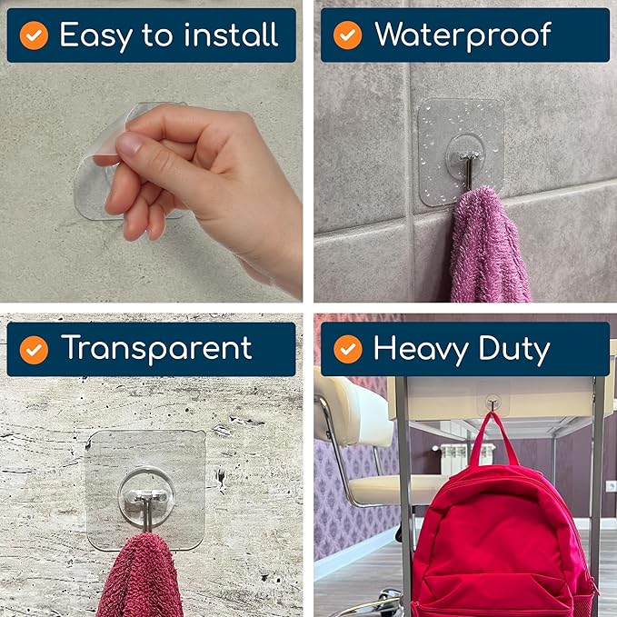 GLUIT Adhesive Wall Hooks for Hanging Heavy Duty 22 lbs Hooks for Walls No - Image 5