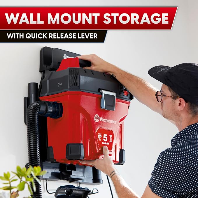 Vacmaster 5-Gallon* 5 Peak HP† Remote Control Wall Mount Wet/Dry Vac – VWMB508 - Image 4