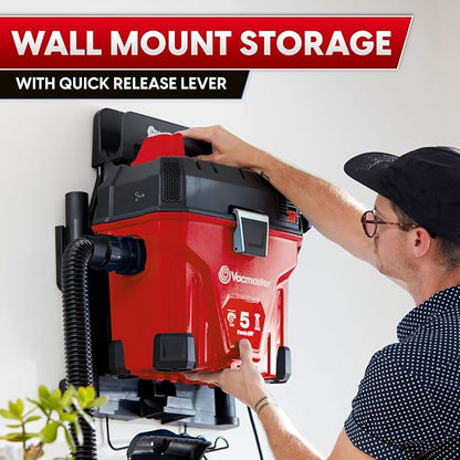 Vacmaster 5-Gallon* 5 Peak HP† Remote Control Wall Mount Wet/Dry Vac – VWMB508 - Image 4