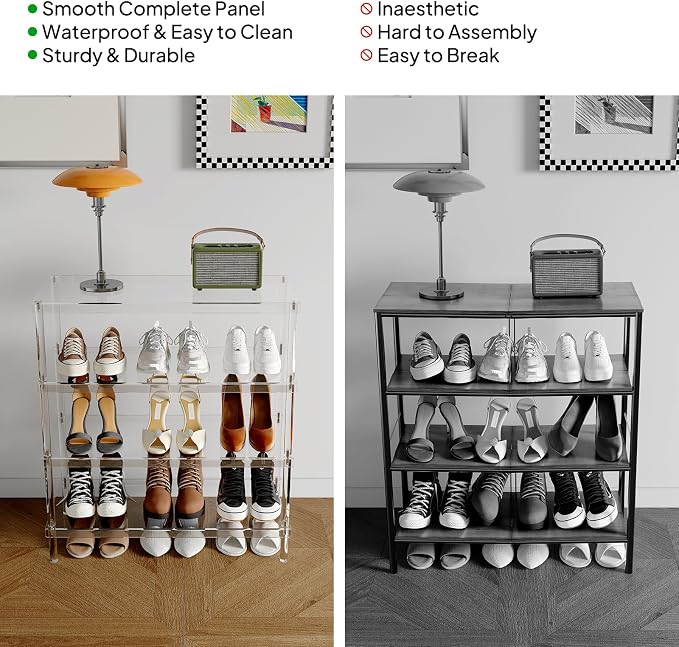 Aquiver 4-Tier Acrylic Shoe Rack - Image 6