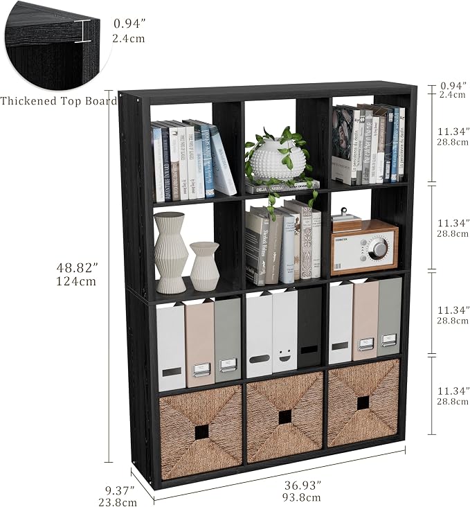 Cube Storage Organizer Bookcase, Decorative 11 inch Open Back Cubical Shelf - Image 3