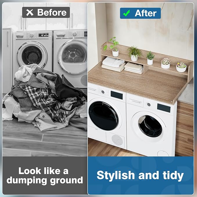 Washer Dryer Countertop with Shelf 27.5" W x 54" L x 12" H Laundry Room - Image 2