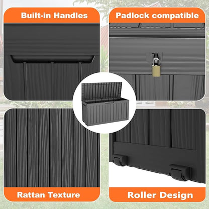 75 Gallon Large Deck Box, Resin Outdoor Storage Box - Image 4
