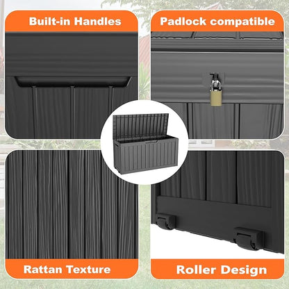 75 Gallon Resin Deck Box, Lockable Patio Outdoor Storage Box - Image 2