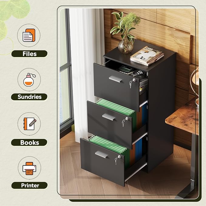DEVAISE 3 Drawer Wood File Cabinet - Image 4