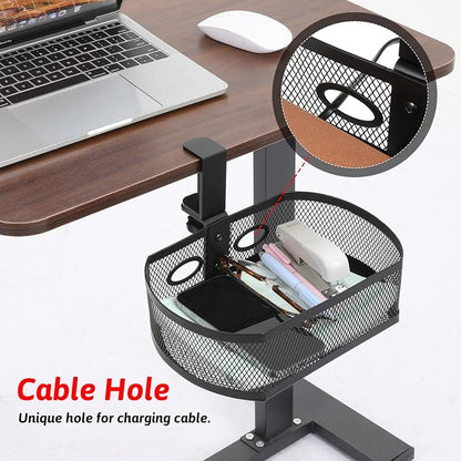 Under Desk Storage Drawer Organizer, Clamp on Under Table Shelf Hanging Desk - Image 5