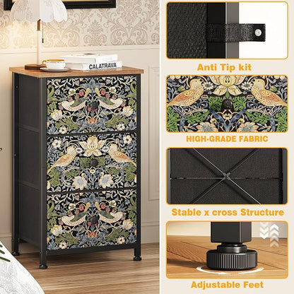 Dresser with 3 Drawers Strawberry Thief Drawer Dresser - Image 5