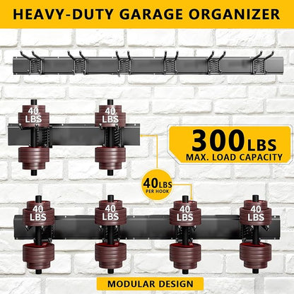 Garage Tool Organizer Wall Mount, 48inch Heavy-Duty Garage Storage System and - Image 2