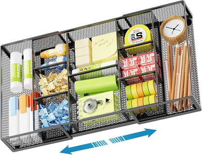 Marbrasse Expandable Desk Drawer Organizer, Mesh Drawer Organizer Tray by Marbrasse
