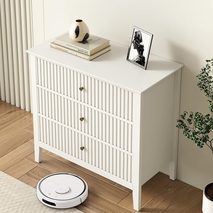 RoyalCraft Large 3 Drawer Dresser Set of 2, Fluted Wood Chest of Drawers - Image 9