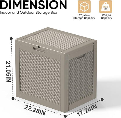 EasyUp 37 Gallon Deck Boxes Outdoor Waterproof, Resin Outside Storage Box - Image 2