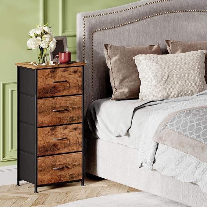 Somdot Dresser for Bedroom, 4 Drawer Storage Cabinet, Steel Frame and MDF Wood - Image 2