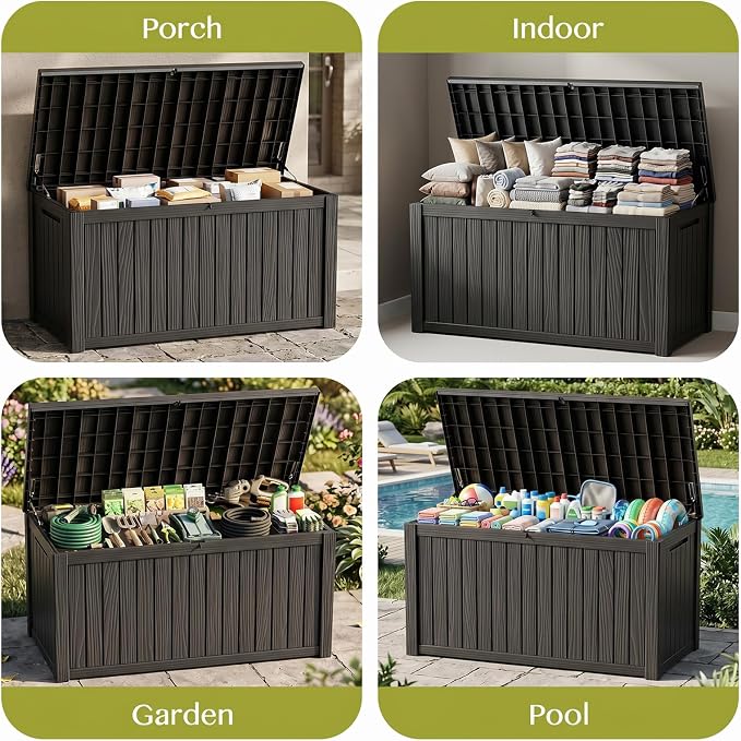 200 Gallon Outdoor Storage Box, Large Waterproof Resin Deck Box, Lock Storage - Image 5