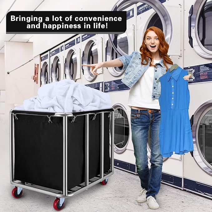 Commercial Laundry cart with Wheels, 400L Large Laundry Basket with Wheels - Image 4