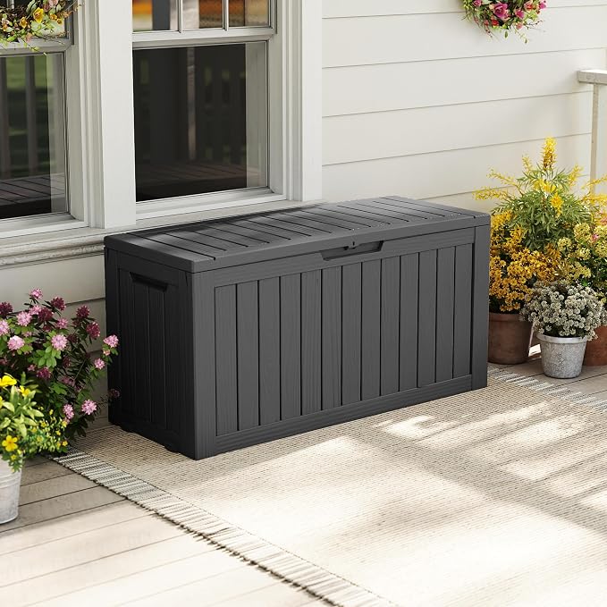 EasyUp 85 Gallon Outdoor Storage Box, Resin Waterproof UV-Resistant Deck Box - Image 7