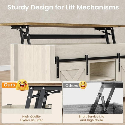 SEDETA Lift Top Coffee Table, Farmhouse Lift Tabletop Dining Table, Gas Spring - Image 6