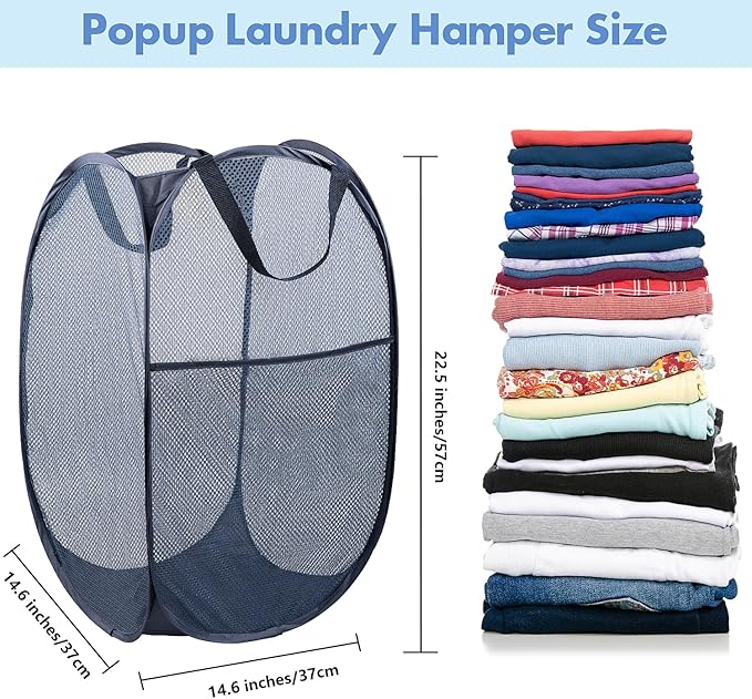 DUCOO Pop Up Laundry Hamper, 70L Collapsible Mesh Laundry Basket - Image 2