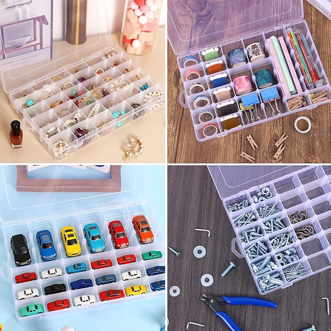 OUTUXED 8 Pack 36 Grids Clear Plastic Storage Boxes - Image 6