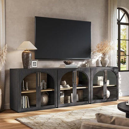 Buffet Cabinet with Glass Doors, 31.5'' W Arched Display Credenza | Modular - Image 3