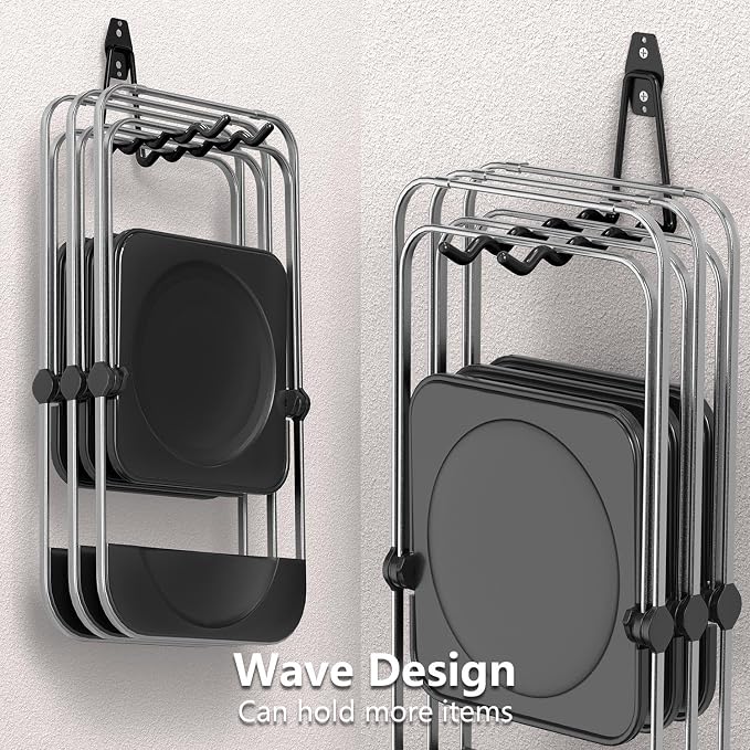 Heavy Duty Garage Hooks 4 Pack, 7.7 inch Wave Long Hanger, Wall Mounted Storage - Image 5
