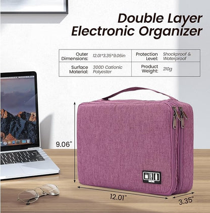 Large Electronic Organizer Travel Case, Double Layer Tech Pouch - Image 2