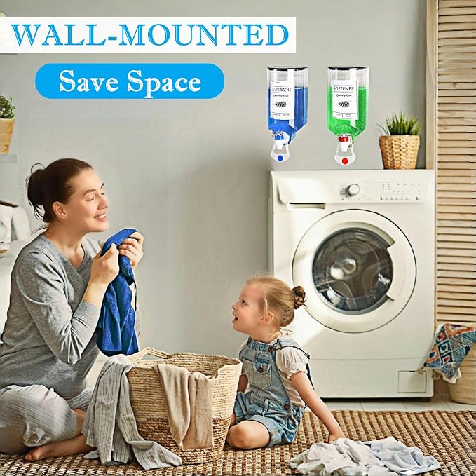 2 PCS Laundry Detergent Dispenser, 44 oz Wall Mounted Laundry Soap Dispenser - Image 2