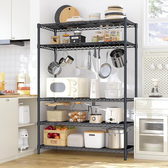 5 Tier Storage Shelves 71"H Wire Shelving Adjustable Metal Shelving, 1000LBS - Image 4