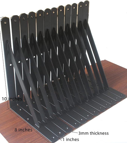 12 Pack L10 x H 8" Black Heavy Duty Shelf Brackets - Image 2