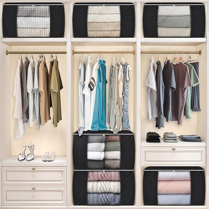 Fab totes 24 Gallons Clothes Storage, Foldable Thick Fabric Blanket Storage Bags - Image 6
