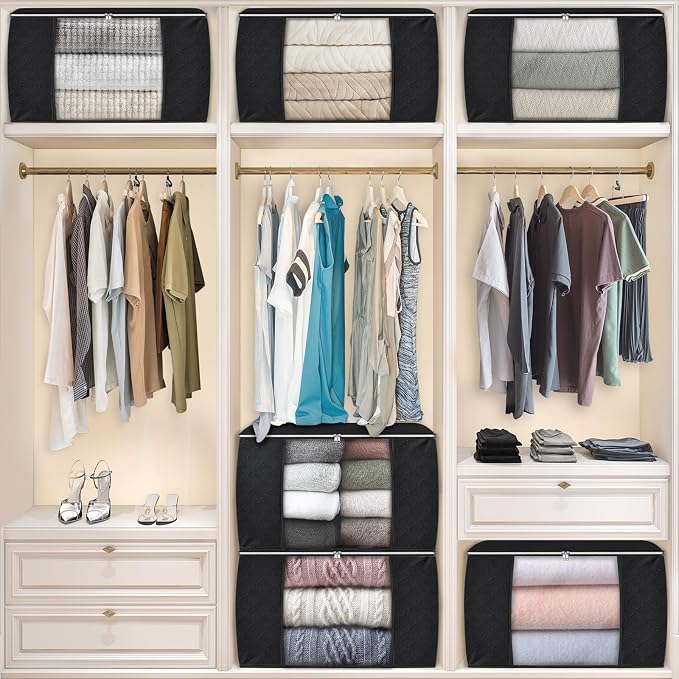 Fab totes 24 Gallons Clothes Storage, Foldable Thick Fabric Blanket Storage Bags - Image 6