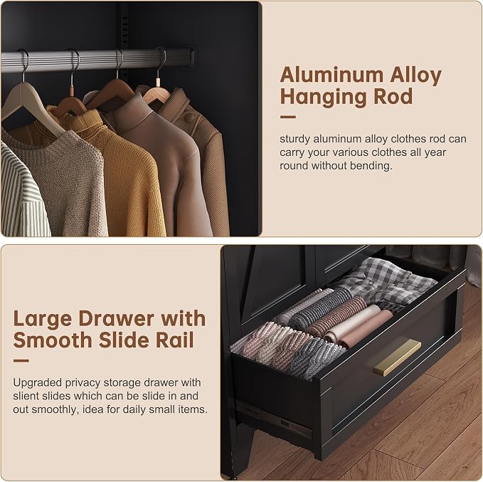 71" Tall Metal Wardrobe Cabinet - Image 5